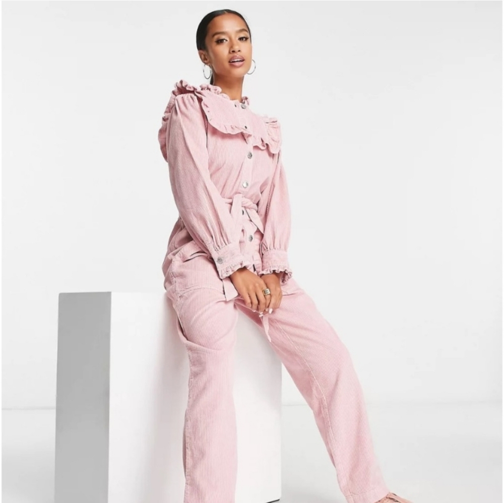 Miss Selfridge Pink Ruffled Jumpsuit - Picture 2 of 7